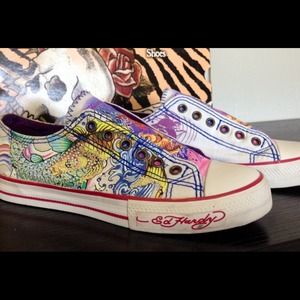 Ed Hardy low rise rhinestone shoes