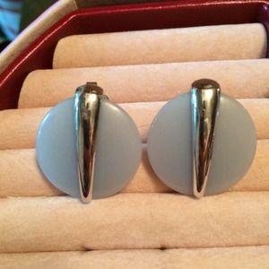 Trifari  blue and silver colored clip earrings