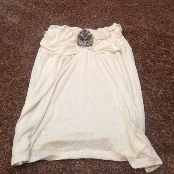 White tubetop with beaded details