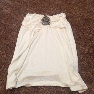 White tubetop with beaded details