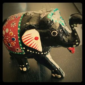 Hand painted wooden elephany