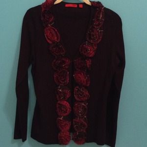 Black cardigan with flower trim
