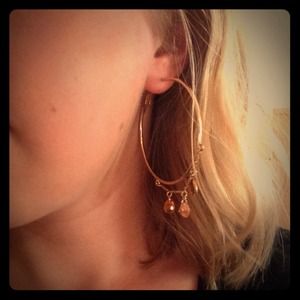 Gold hoops with dangling jewels