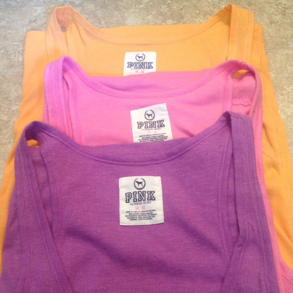 3 VS Pink Ribbed Tank Top - Picture 2 of 3