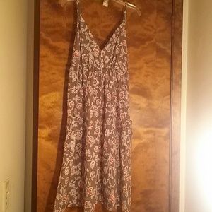 Cute floral brown summer dress w/sweater