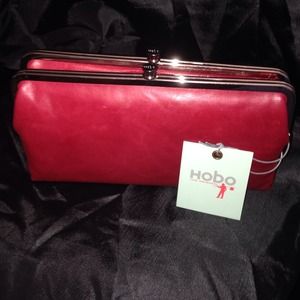 HOBO PURSE NEW RED LEATHER CLUTCH DESIGNER HANDBAG