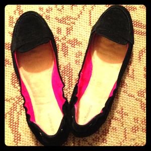 Black Flats with Fuchsia Detail