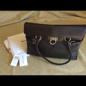 New Salvatore Ferragamo Vima brown satchel