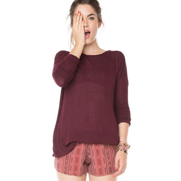 Brandy carlina knit top burgundy light sweater