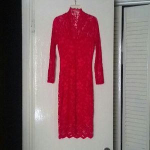 NWOT Red lace 3/4 sleeve dress