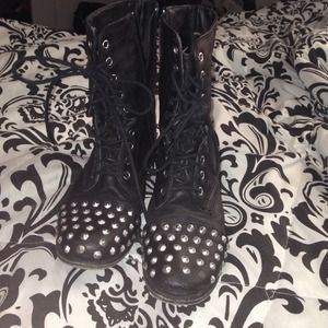 Black studded combat boots