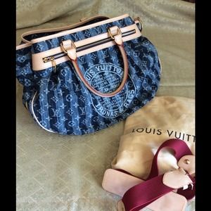 Louis Vuitton Blue Cruise Denim Cabas Raye GM bag