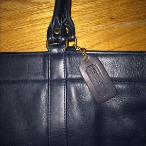 Navy leather Coach tote