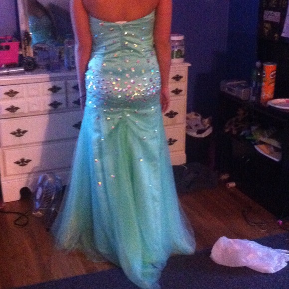 Sea foam green mermaid prom dress