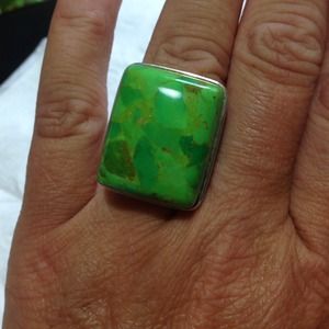 Bold green turquoise ring bundle