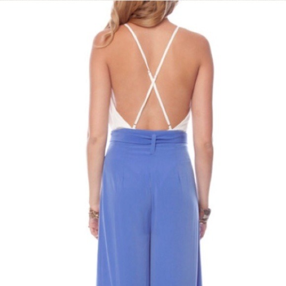 White Chiffon Criss Cross Backless Body Suit