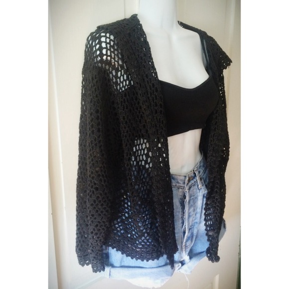 ❤️TRADED❤️Black Knit Hooded Cardigan