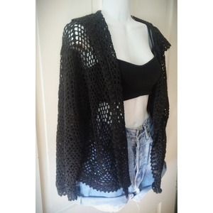 ❤️TRADED❤️Black Knit Hooded Cardigan