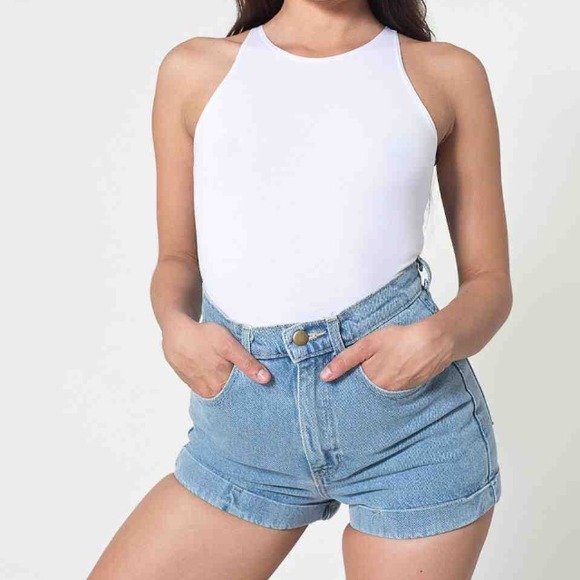 American Apparel Denim - High-Waist Denim Cuff Short