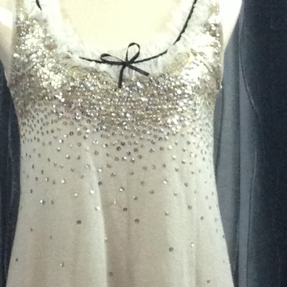 SOLD----GRACIA Ramie Sequined Sleeveless Dress - Picture 2 of 4