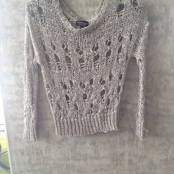 Topshop holy knit taupe fishermans top 6 small