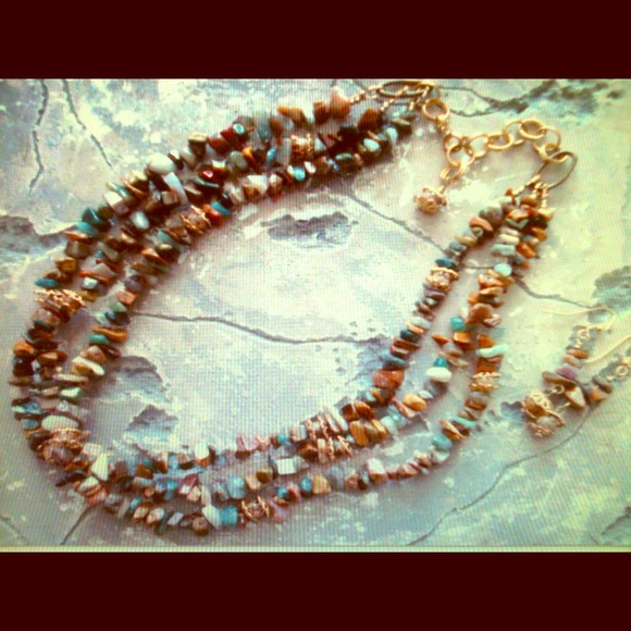 Tigers eye and Jade Multi - layer Necklace set - Picture 1 of 3