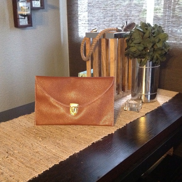Brown envelope clutch