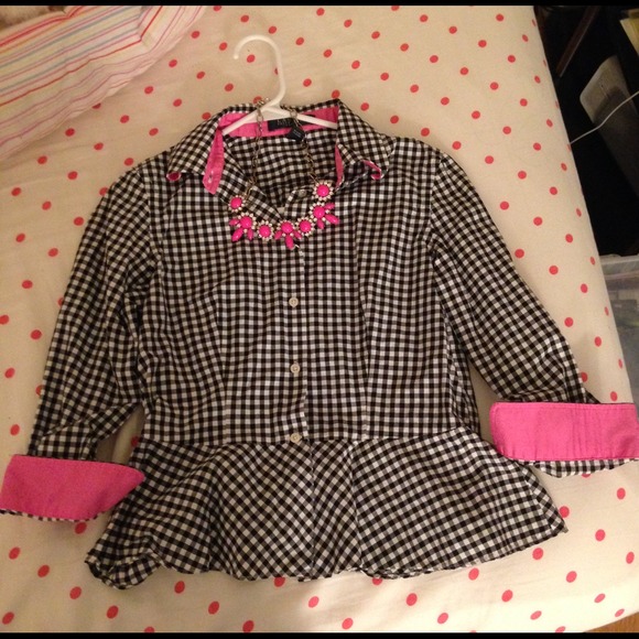 Ralph Lauren Gingham Shirt with Peplum Bottom