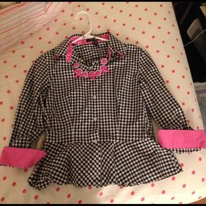 Ralph Lauren Gingham Shirt with Peplum Bottom
