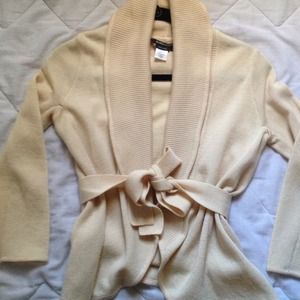 BCBG Cream Wool Wrap Sweater