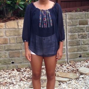 🌻SHEER NAVY HOLLISTER 3/4 SLEEVE TOP🌻