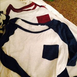 Two baseball long sleeve tees