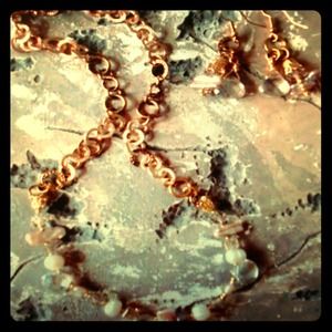 Pearl Crystal necklace set with brass chain