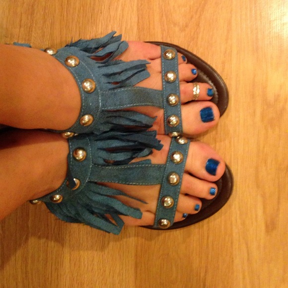 rue 21 blue fringe summer flats