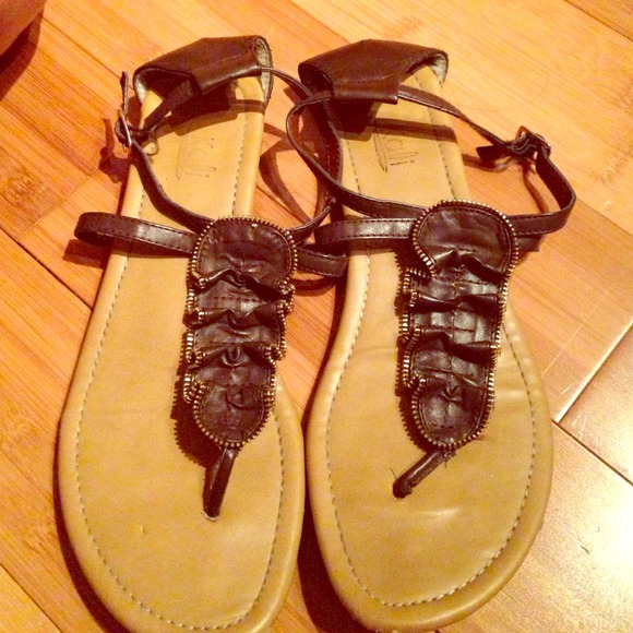 Brown and gold sandals