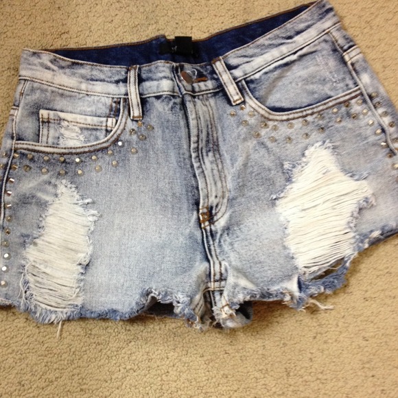F21 studded high waisted shorts