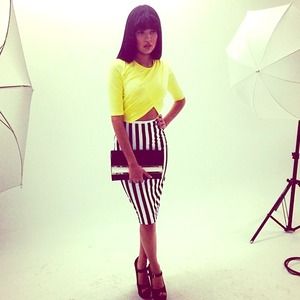 HOST PICK 8/11/14! Sexy y/b/w striped cutout dress