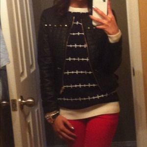 White and black sweater