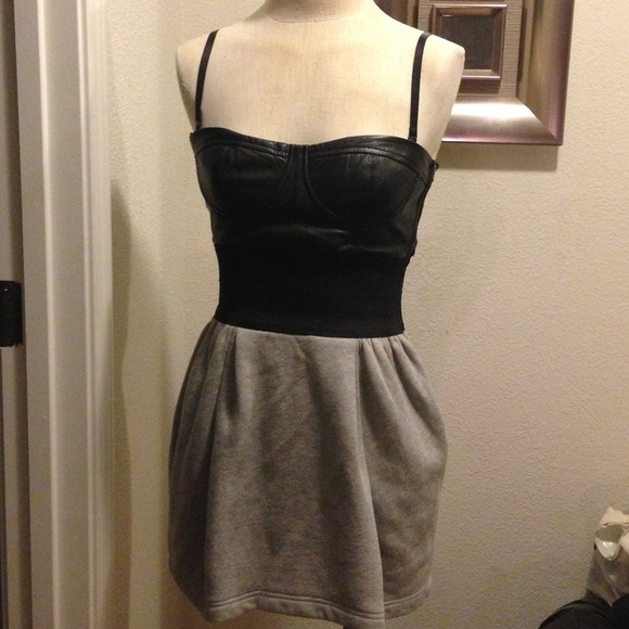100% leather top dress with elastic waist