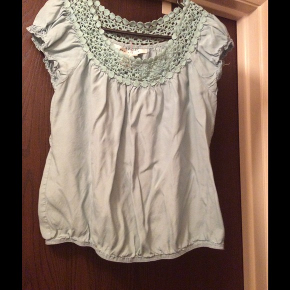 Beautiful blue top with crochet detail