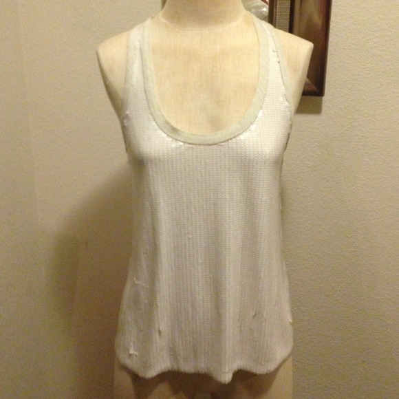 White sequin tank top