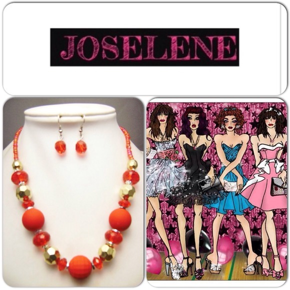 My Style Gold And Orange Necklace Set