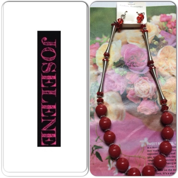 My Style Red and Silver Necklace Set