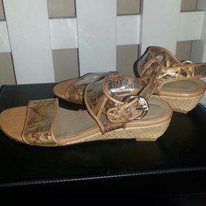 Stuart Weitzman bamboo sandals.