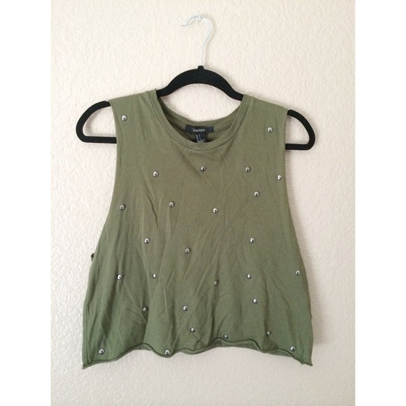Forest green studded tank