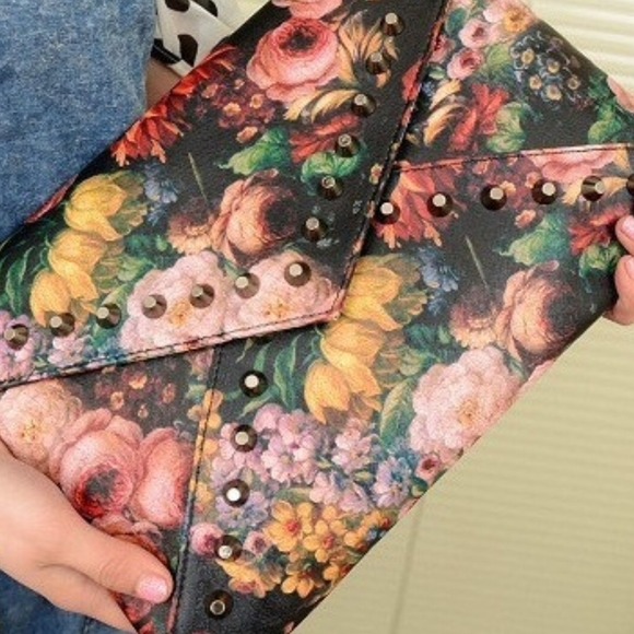 Floral Studded Bag With Straps
