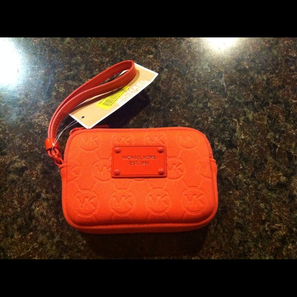 Michael Kors Wristlet Wallet tangerine Neoprene