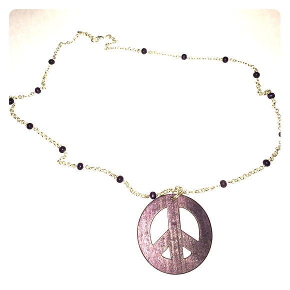 Peace symbol medallion necklace