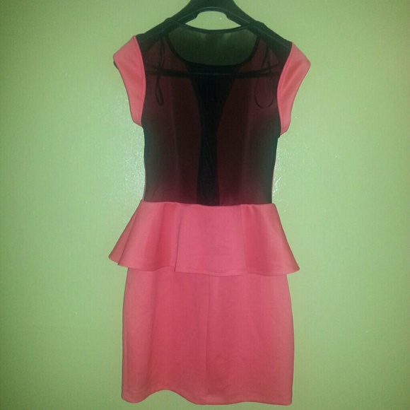 Scuba 2 Tone Peplum Dress - Picture 2 of 2