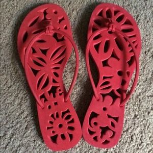 ON HOLD- Floral cutout flip flops